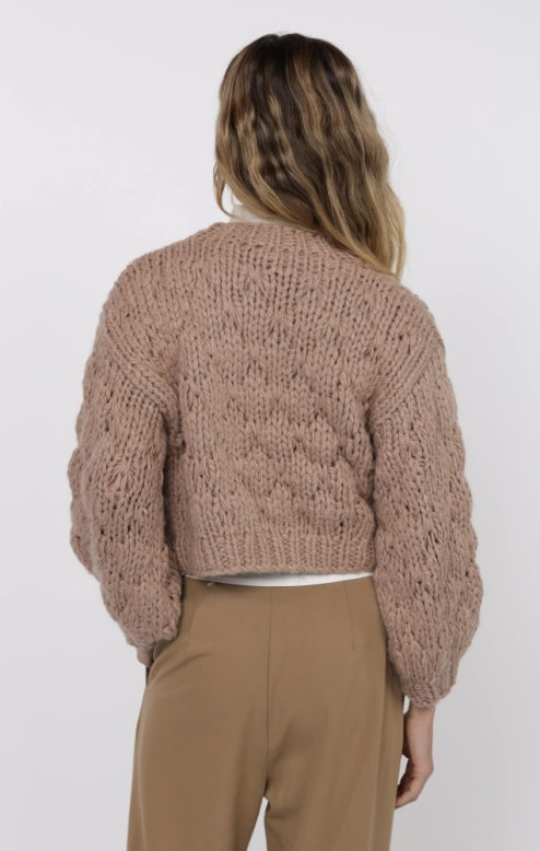 SAGE THE LABEL: THIS AND THAT CHUNKY CARDI - LIGHT TAUPE