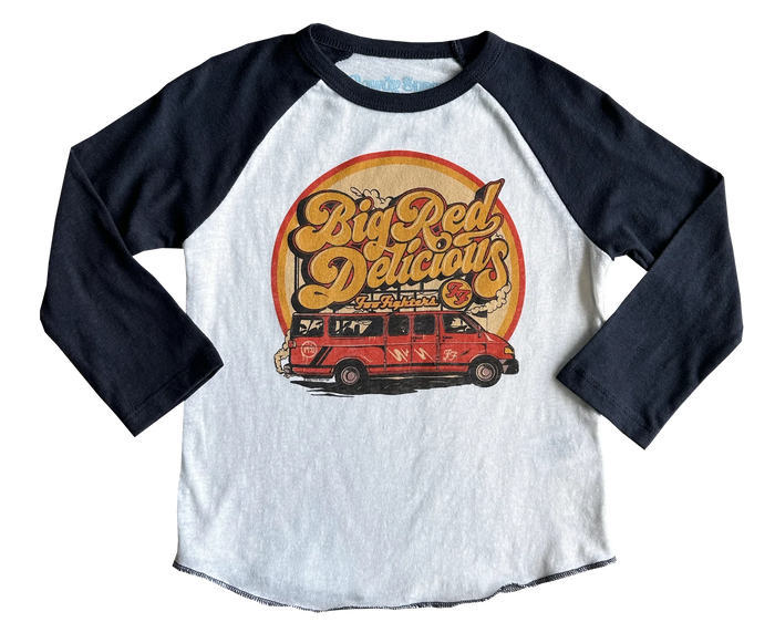 ROWDY SPROUT: FOO FIGHTERS BIG RED DELICIOUS RAGLAN - VINTAGE WHITE/VINTAGE BLACK