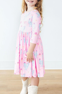 MILA & ROSE: LITTLE MISS CHICKIE 3/4 SLEEVE POCKET TWIRL DRESS