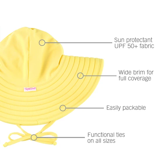 RUFFLE BUTTS/RUGGED BUTTS: SUN PROTECTIVE SWIM HAT - BLACK/BLACK
