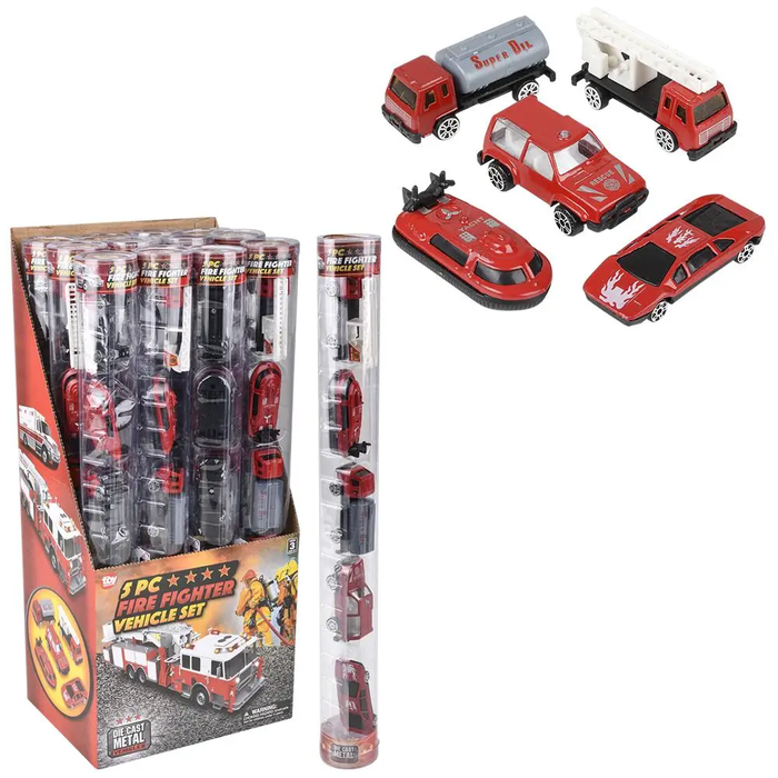 DIE-CAST FIRE FIGHTER VEHICLE TUBE SET (5-PIECE)
