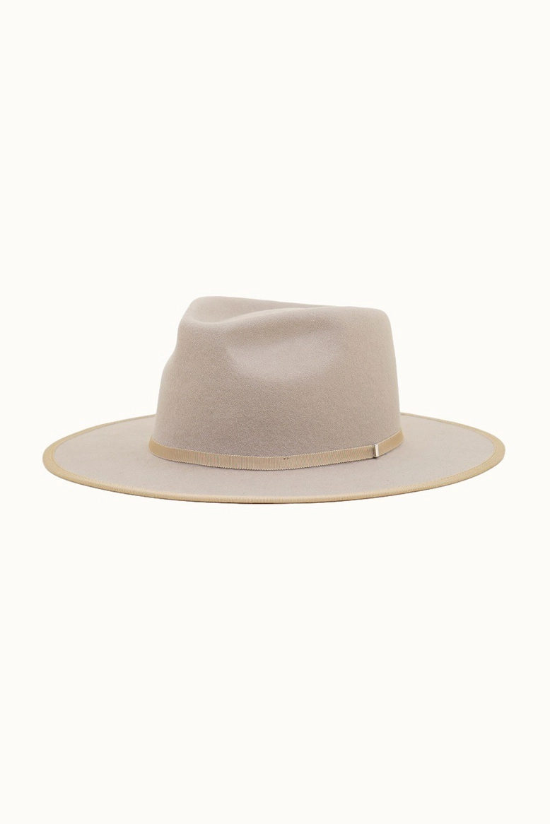 OLIVE & PIQUE: LOTUS - 100% WOOL FELT SATIN LINED STRUCTURED RANCHER HAT - BEIGE