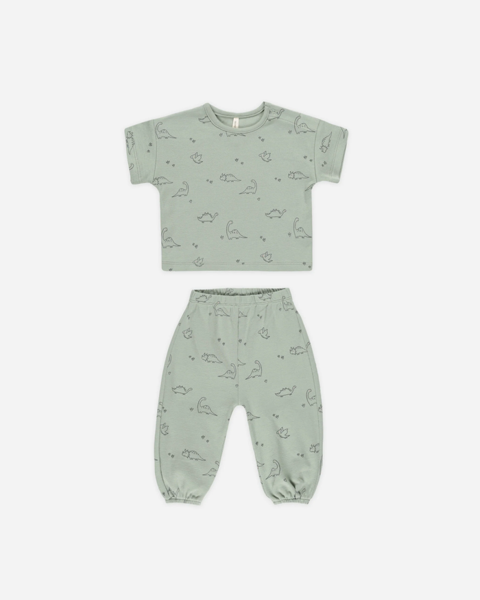 QUINCY MAE: JERSEY TEE + PANT SET || DINO