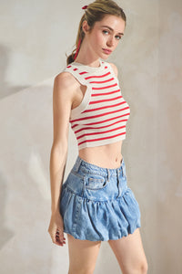DENIM BUBBLE MIMI SKIRT - LIGHT DENIM