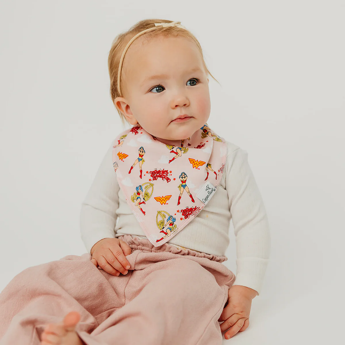 COPPER PEARL: WONDER WOMAN BABY BANDANA BIBS (2-PK)