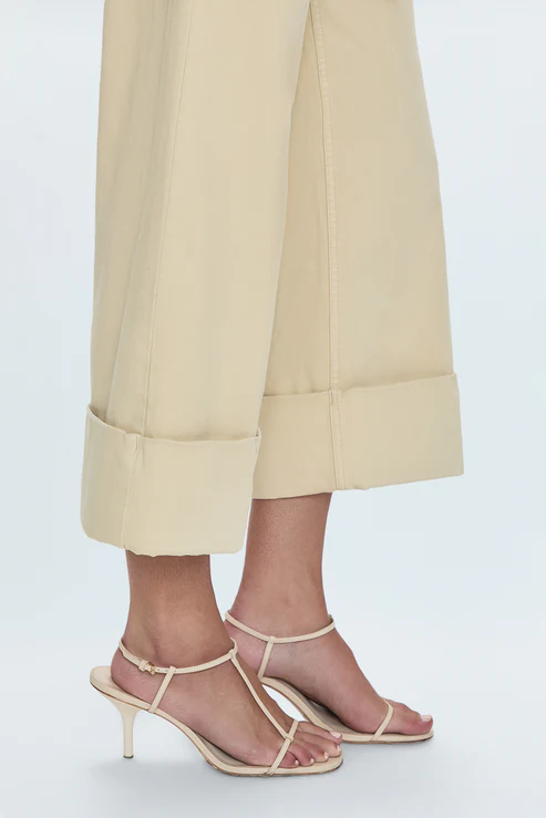 PISTOLA: MAYA CUFFED HEM WIDE LEG PANTS - CUSTARD YELLOW