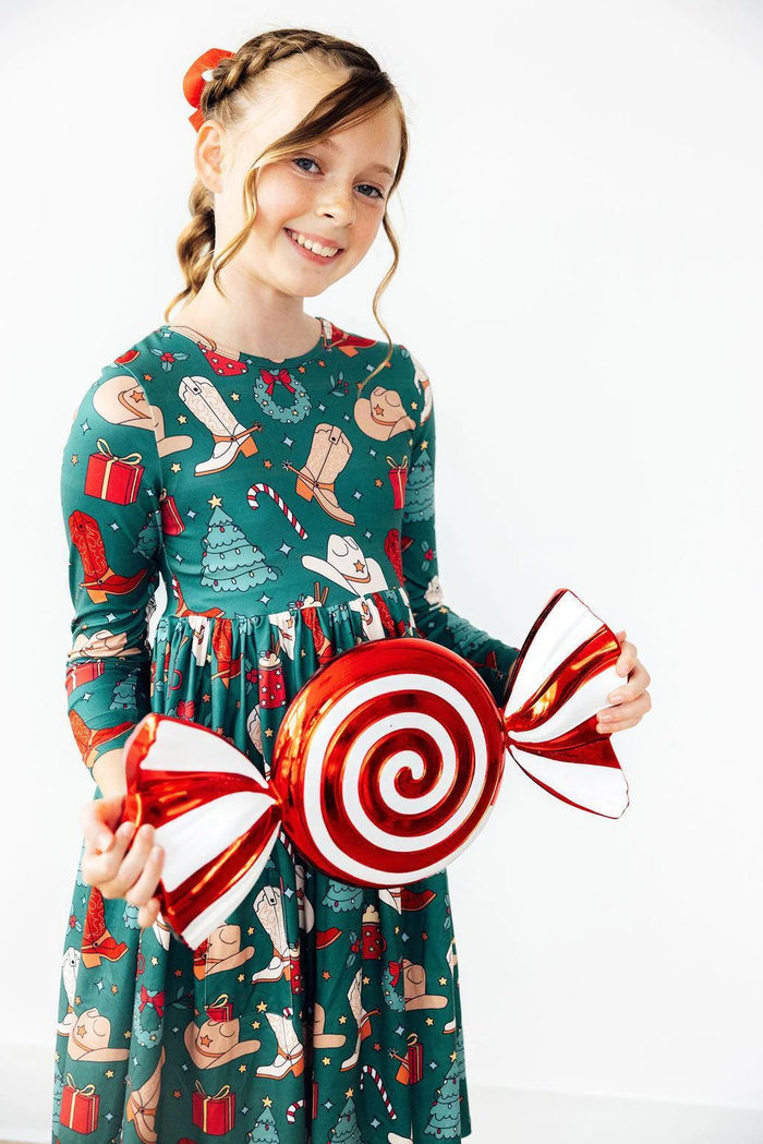 MILA & ROSE: WESTERN WONDERLAND LONG SLEEVE POCKET TWIRL DRESS