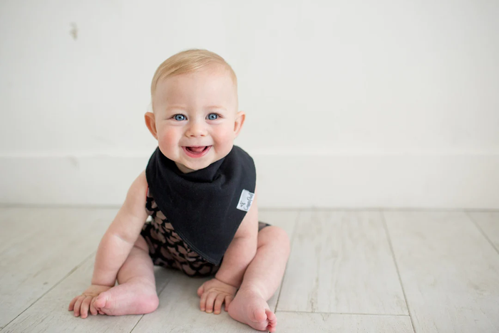 COPPER PEARL: BLACK BASICS BABY BANDANA BIBS (4-PACK)