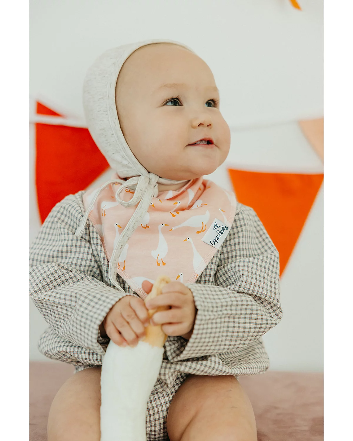 COPPER PEARL: GOOSIE BANDANA BIB SET (4-PACK)