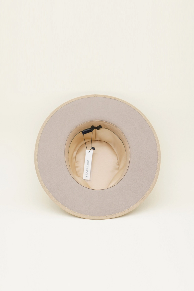 OLIVE & PIQUE: LOTUS - 100% WOOL FELT SATIN LINED STRUCTURED RANCHER HAT - BEIGE