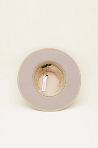 OLIVE & PIQUE: LOTUS - 100% WOOL FELT SATIN LINED STRUCTURED RANCHER HAT - BEIGE