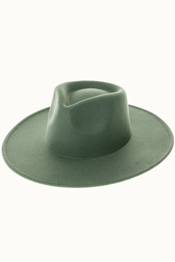 OLIVE & PIQUE: VEGAN POLY WOOL 4" BRIM RANCHER HAT - FOREST GREEN