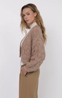 SAGE THE LABEL: THIS AND THAT CHUNKY CARDI - LIGHT TAUPE