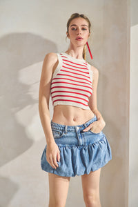 DENIM BUBBLE MIMI SKIRT - LIGHT DENIM