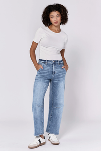 DEAR JOHN: LASSO HIGH RISE CROPPED LOOSE FIT JEANS - WESTERN HUE