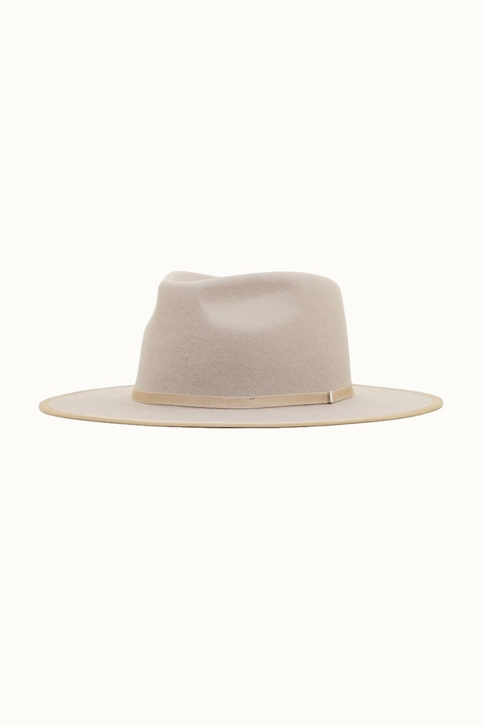 OLIVE & PIQUE: LOTUS - 100% WOOL FELT SATIN LINED STRUCTURED RANCHER HAT - BEIGE