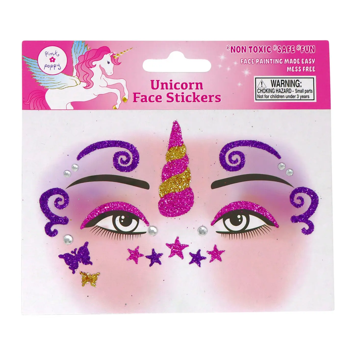 PINK POPPY: DREAMY UNICORN SPARKLING FACE STICKERS (21-PIECE)