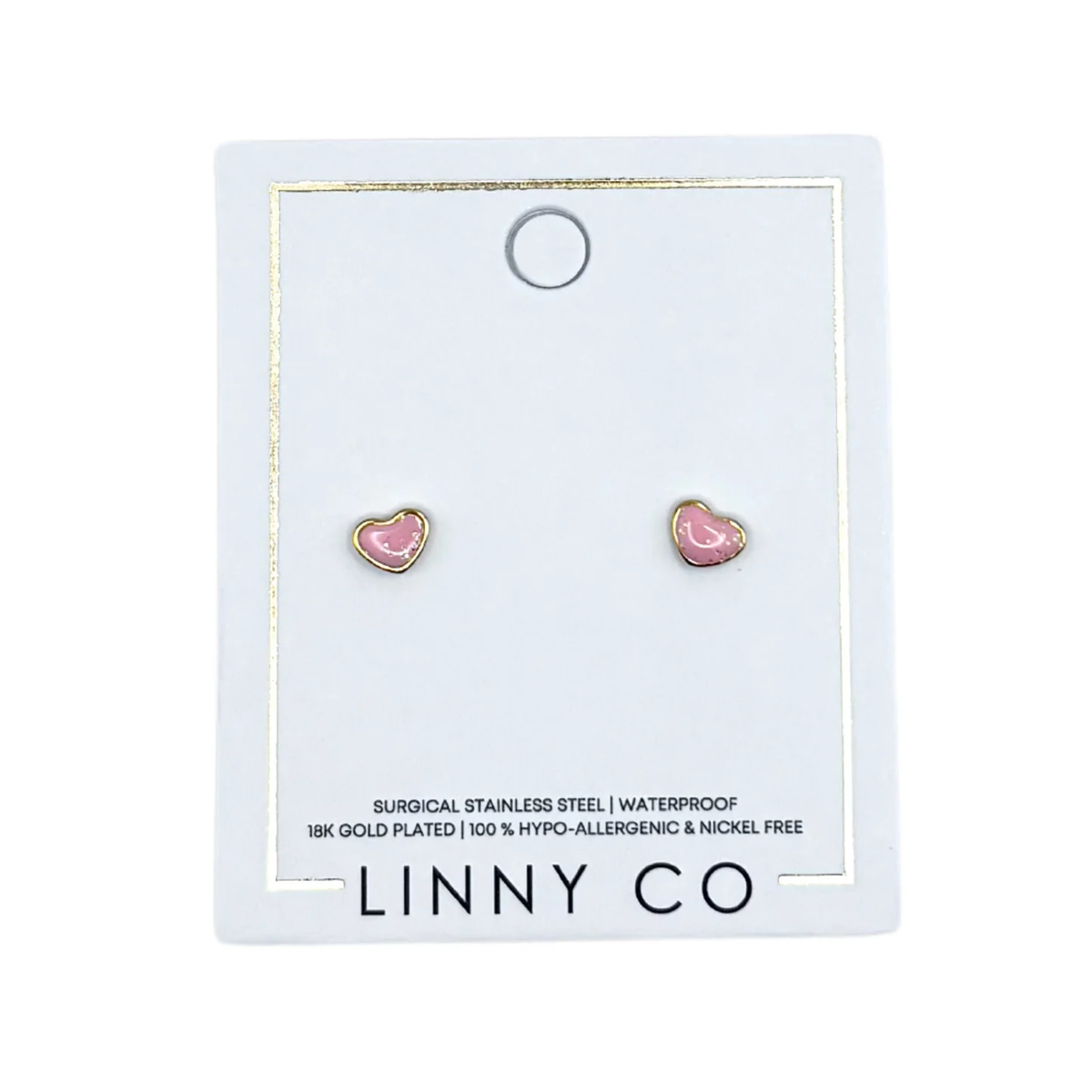 LINNY & CO: SCREWBACK STUD - NORA HEART - PINK