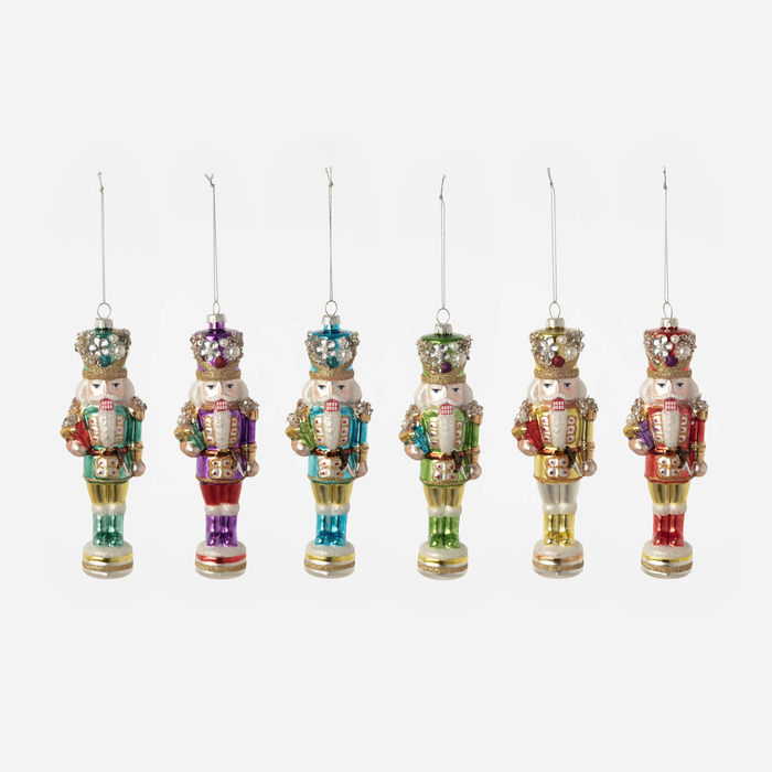 GLASS NUTCRACKER ORNAMENT - 7.25"