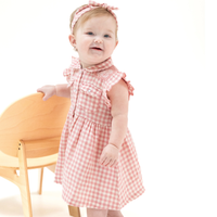ANGEL DEAR: WESTERN PEARL SNAP DRESS AND BLOOMER - ROSE PINK PLAID