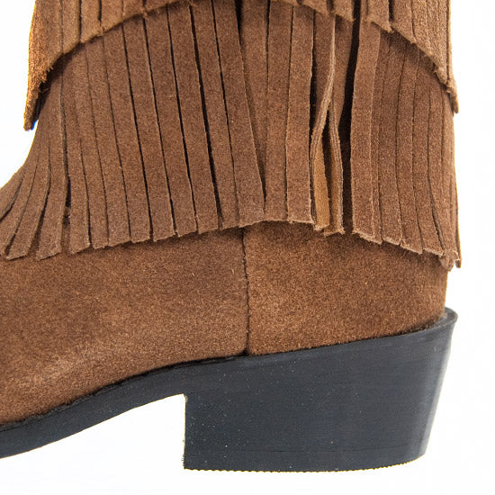 SMOKY MOUNTAIN BOOTS: YOUTH GIRLS' WISTERIA SUEDE FRINGE WESTERN BOOTS - BROWN