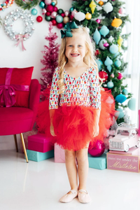 MILA & ROSE: MERRY & BRIGHT RED TUTU LEOTARD