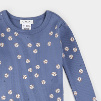 PETIT LEM: BASEBALL PRINT ON ROYAL BLUE PJ SET