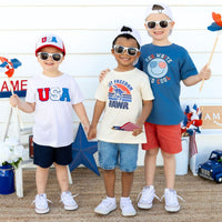 SWEET WINK: USA CHENILLE PATCH SHORT SLEEVE TEE - WHITE
