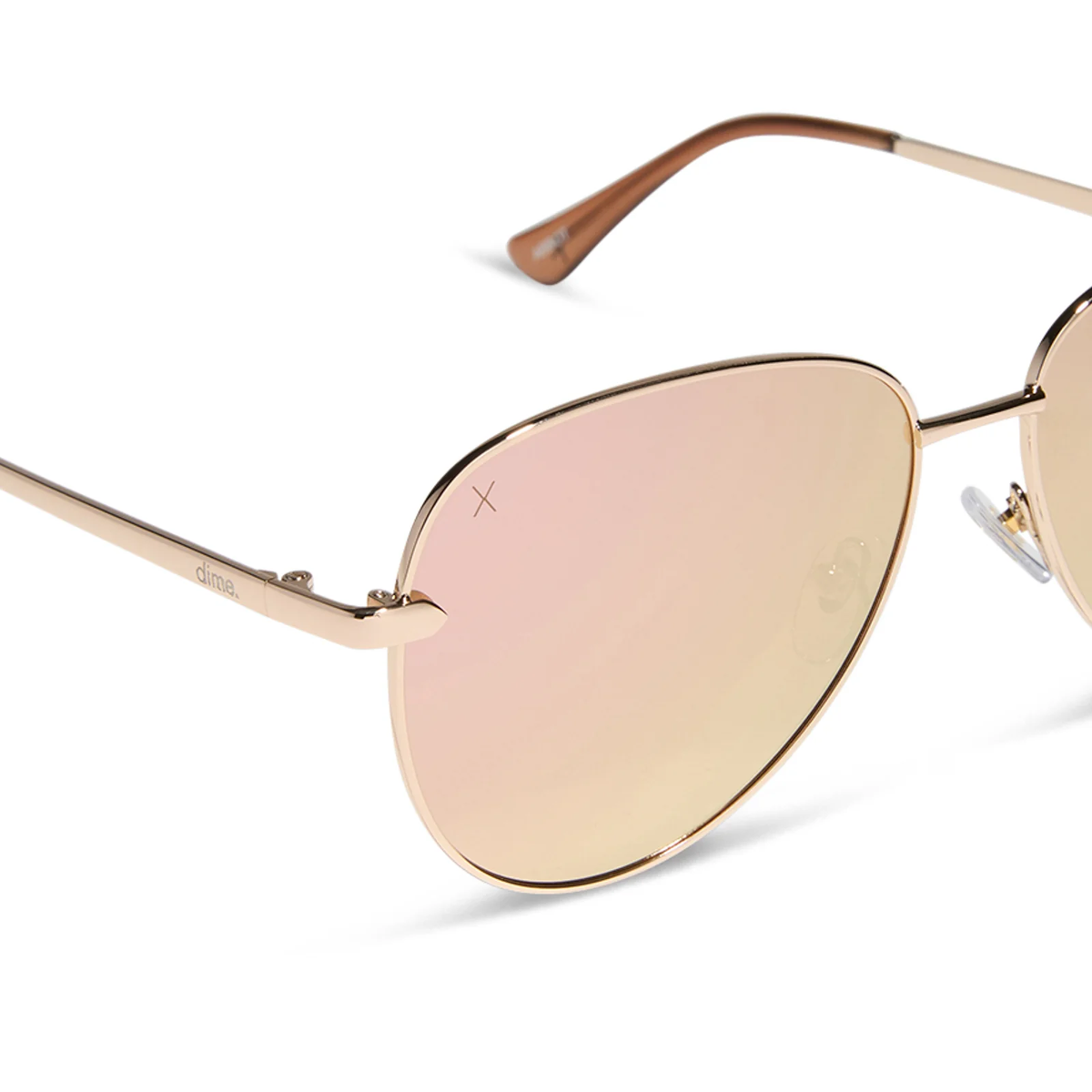 DIME: ABBOT - SHINY GOLD + CHAMPAGNE MIRROR POLARIZED SUNGLASSES