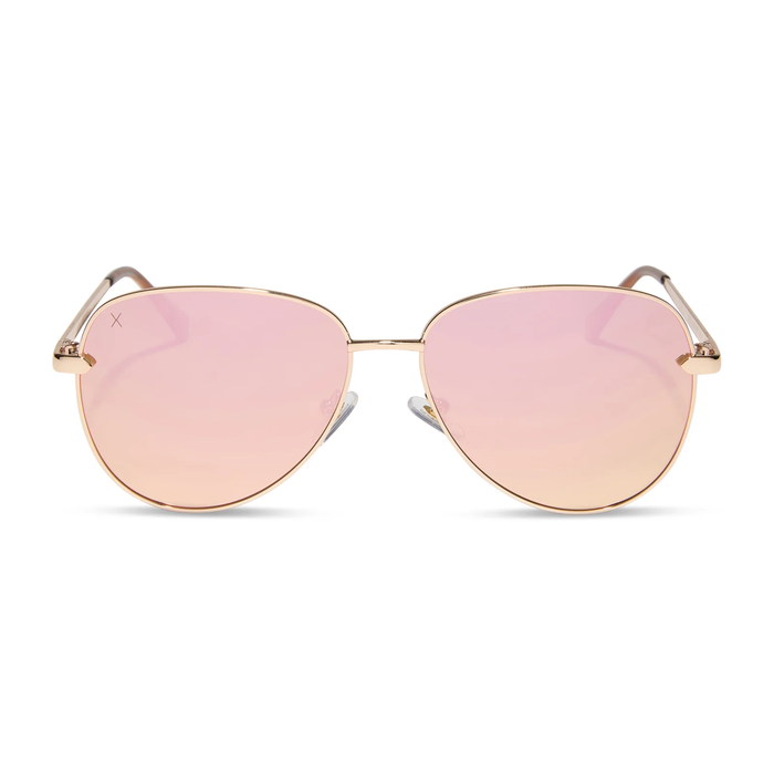 DIME: ABBOT - SHINY GOLD + CHAMPAGNE MIRROR POLARIZED SUNGLASSES