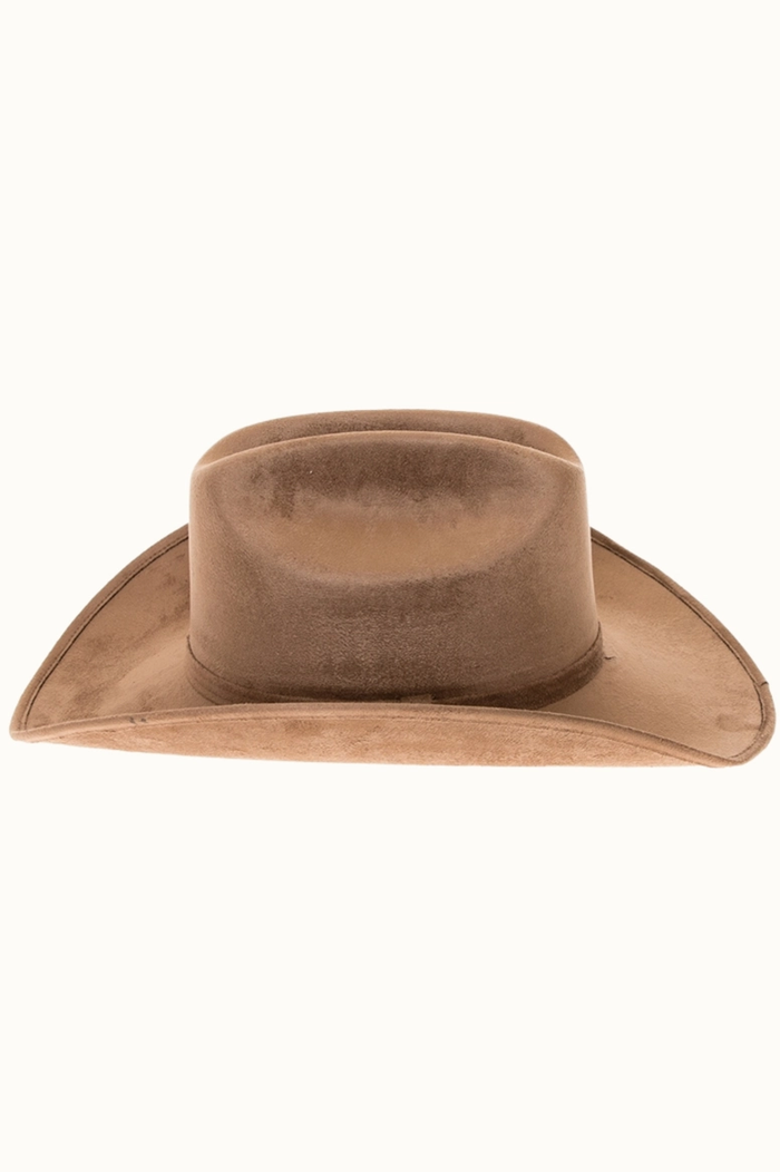 OLIVE & PIQUE: PREMIUM VEGAN FAUX SUEDE CATTLEMAN COWBOY HAT - DARK TAUPE