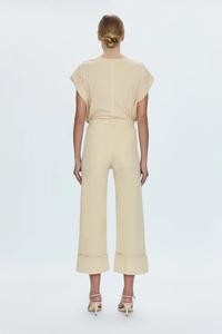 PISTOLA: MAYA CUFFED HEM WIDE LEG PANTS - CUSTARD YELLOW