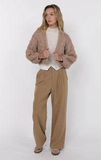 SAGE THE LABEL: THIS AND THAT CHUNKY CARDI - LIGHT TAUPE