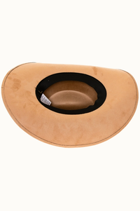 OLIVE & PIQUE: PREMIUM VEGAN FAUX SUEDE CATTLEMAN COWBOY HAT - CAMEL