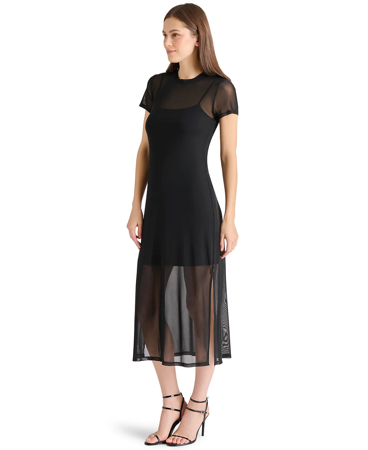 STEVE MADDEN: NOLA MESH MIDI DRESS - BLACK