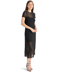 STEVE MADDEN: NOLA MESH MIDI DRESS - BLACK