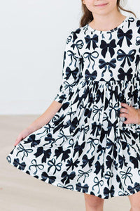 MILA & ROSE: PERFECTLY TIED 3/4 SLEEVE POCKET TWIRL DRESS