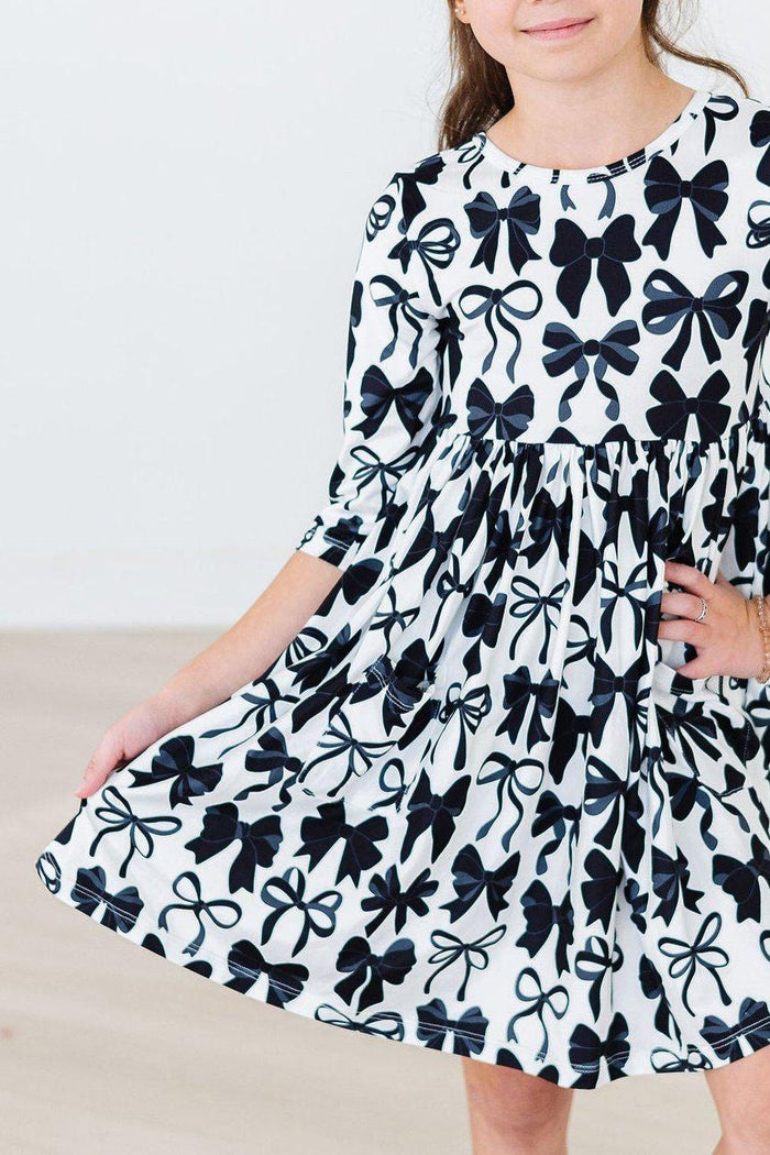 MILA & ROSE: PERFECTLY TIED 3/4 SLEEVE POCKET TWIRL DRESS