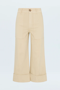 PISTOLA: MAYA CUFFED HEM WIDE LEG PANTS - CUSTARD YELLOW