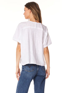 BOBI: V-NECK BOXY DOLMAN SHORT SLEEVE TEE - WHITE