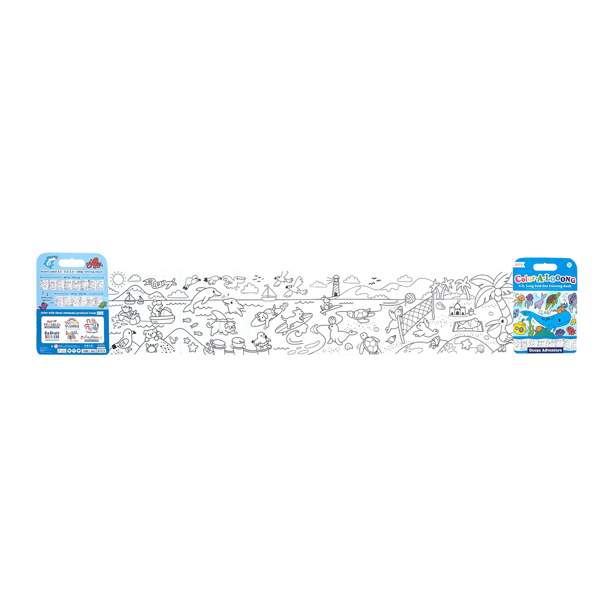 OOLY: COLOR-A-LOOONG 5' FOLD OUT KIDS COLORING BOOK - OCEAN ADVENTURE