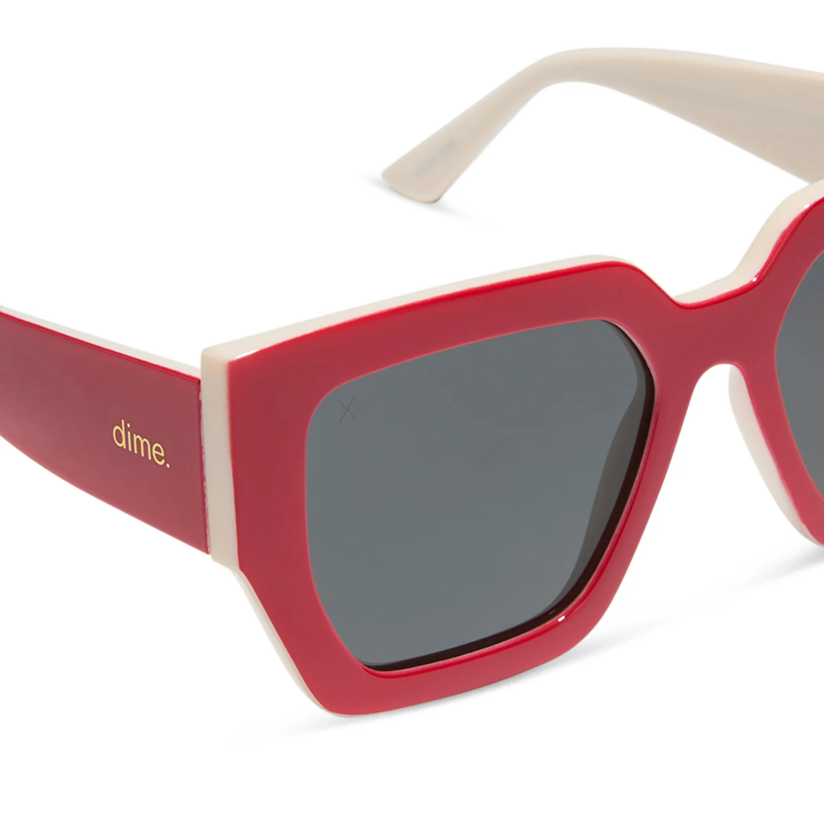 DIME: HIGHLAND - RUBY RED + SWISS COFFEE GREY POLARIZED SUNGLASSES