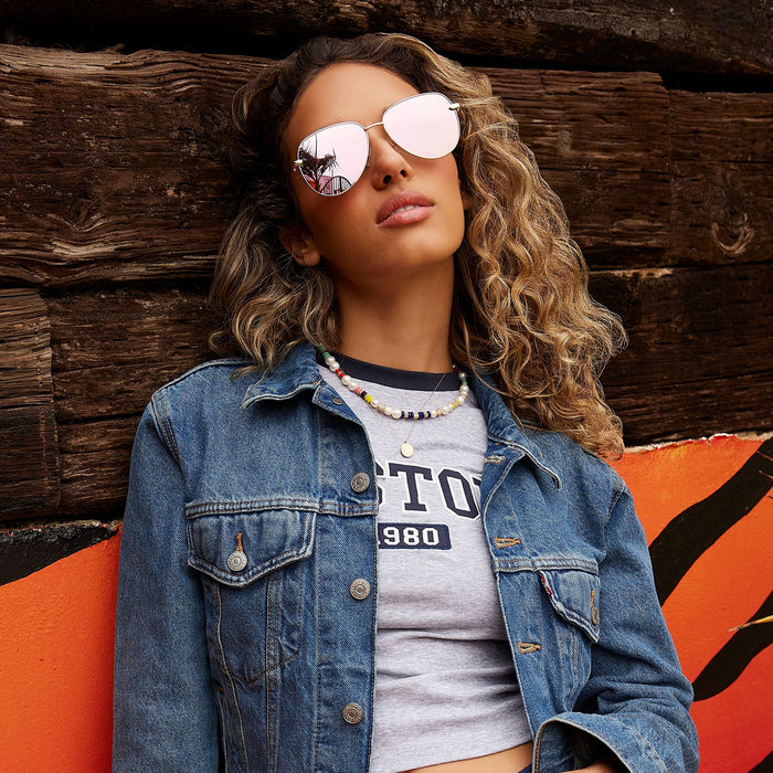DIME: ABBOT - SHINY GOLD + CHAMPAGNE MIRROR POLARIZED SUNGLASSES