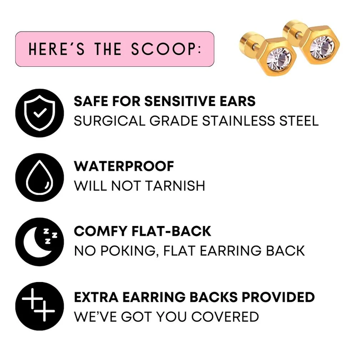 LINNY & CO: SCREWBACK STUD - NORA HEART - PINK