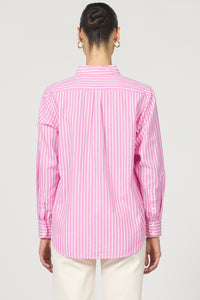 DEAR JOHN: LOLITA COLLARED LONG SLEEVE BUTTON-UP - ROSEWOOD STRIPE