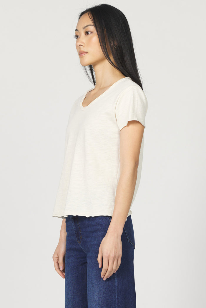 DEAR JOHN: VANYA V-NECK RELAXED FIT TEE - WHITECAP GRAY