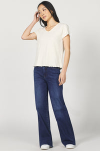 DEAR JOHN: VANYA V-NECK RELAXED FIT TEE - WHITECAP GRAY