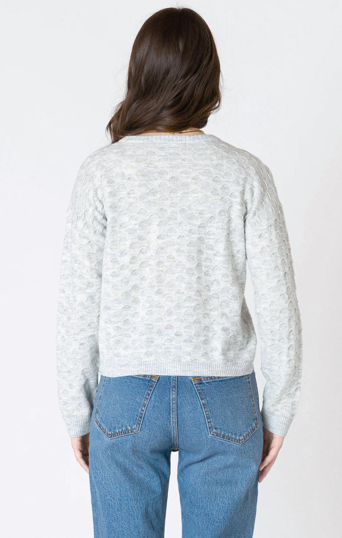 DEX: SCALLOPED STITCH SWEATER - HEATHER GREY