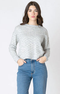 DEX: SCALLOPED STITCH SWEATER - HEATHER GREY
