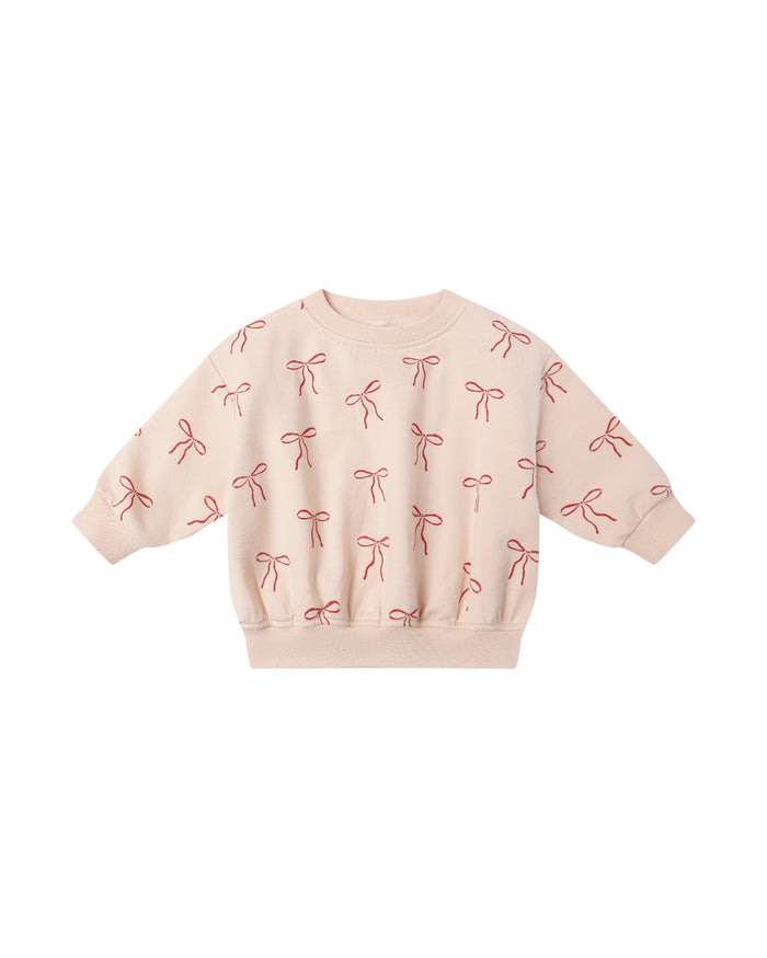 QUINCY MAE: RELAXED FLEECE SWEATSHIRT + SWEATPANT SET || RED BOWS ON ANTIQUE